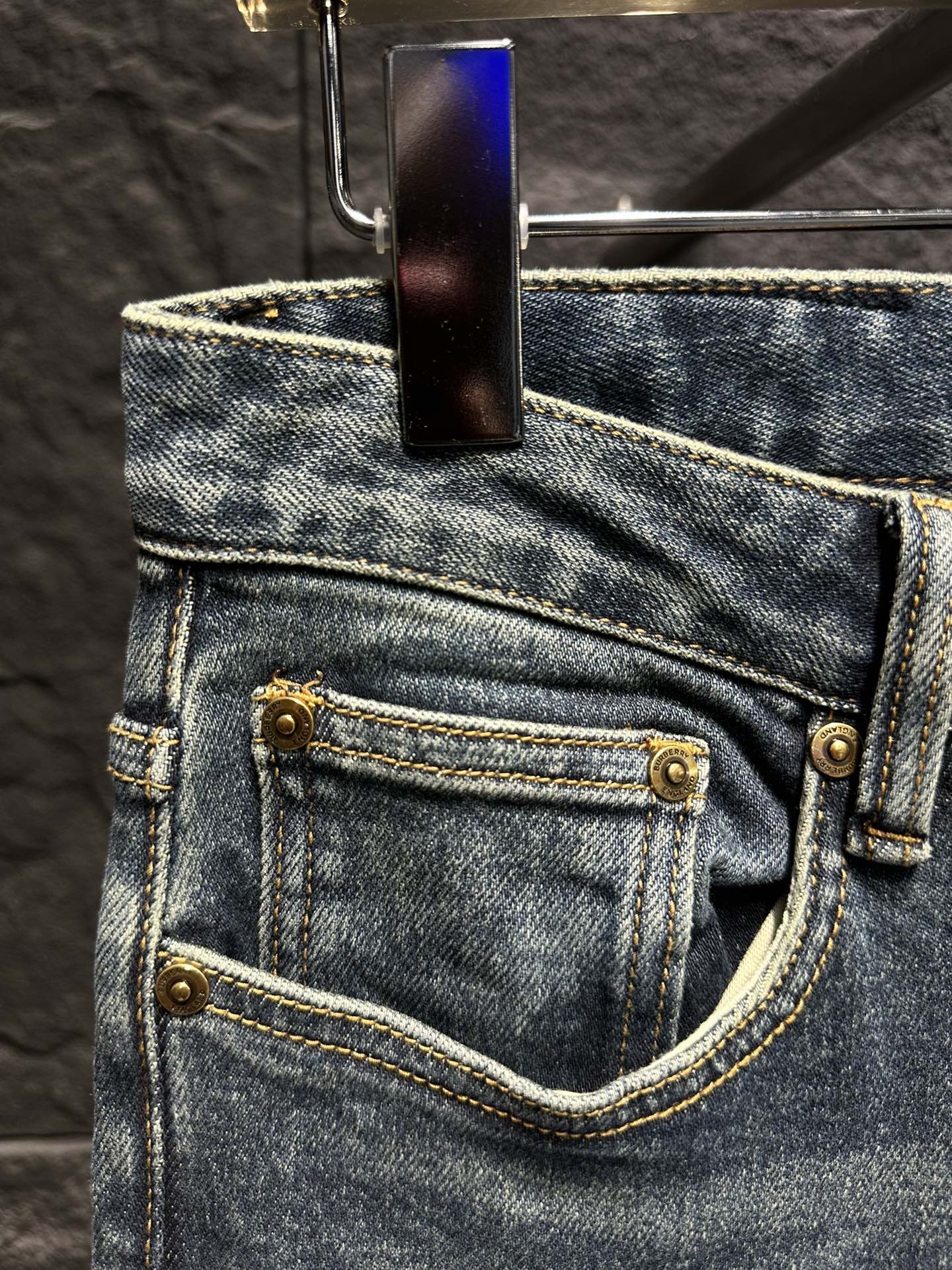 Burberry Men's Blue Wash Denim Jeans with Embroidered Logo Pocket Detail 5 i1746175946 8440 2