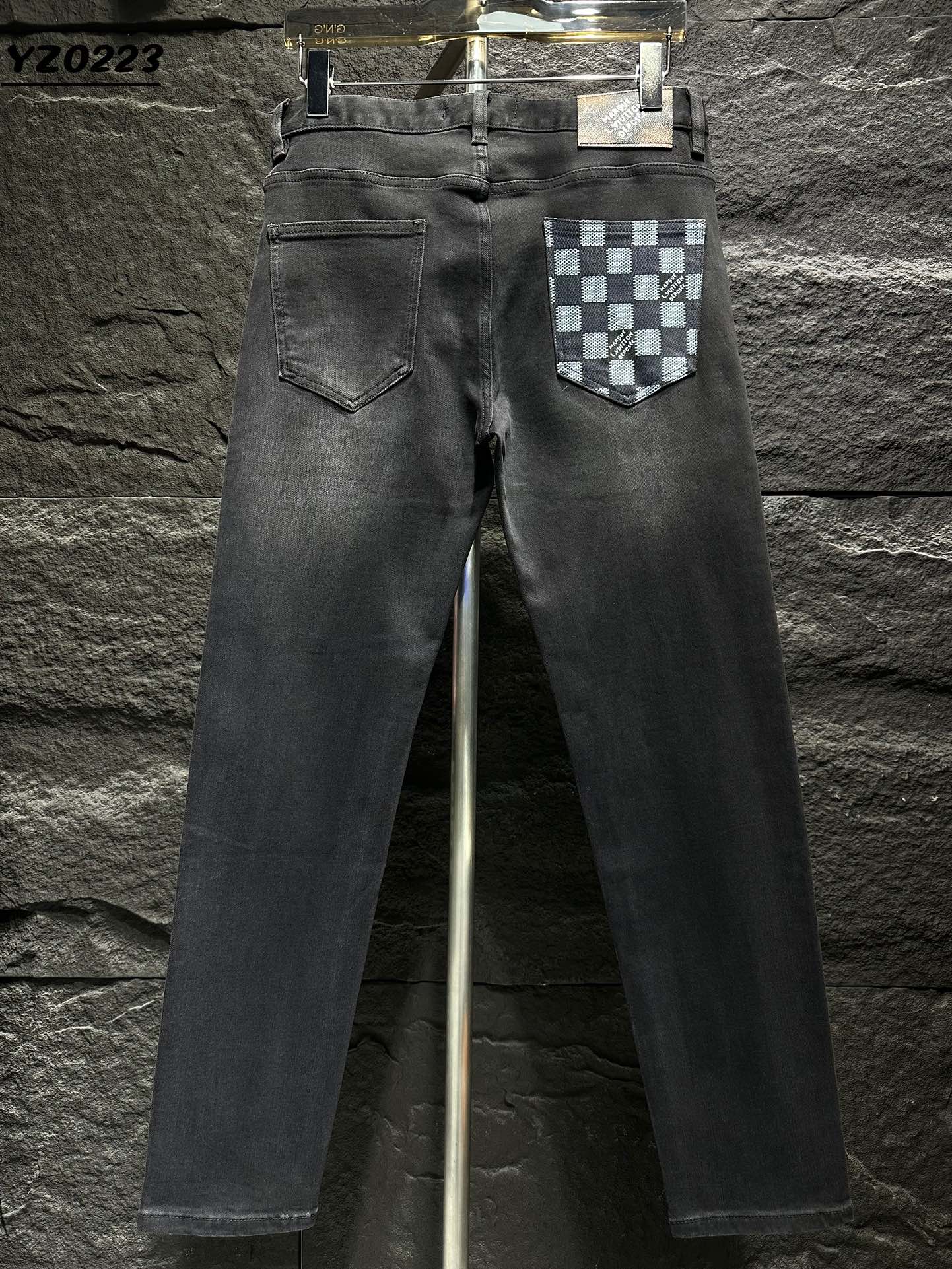 Louis Vuitton Men's Black Jeans with Signature Checkered Pocket Detail 2 i1746337788 9457 3
