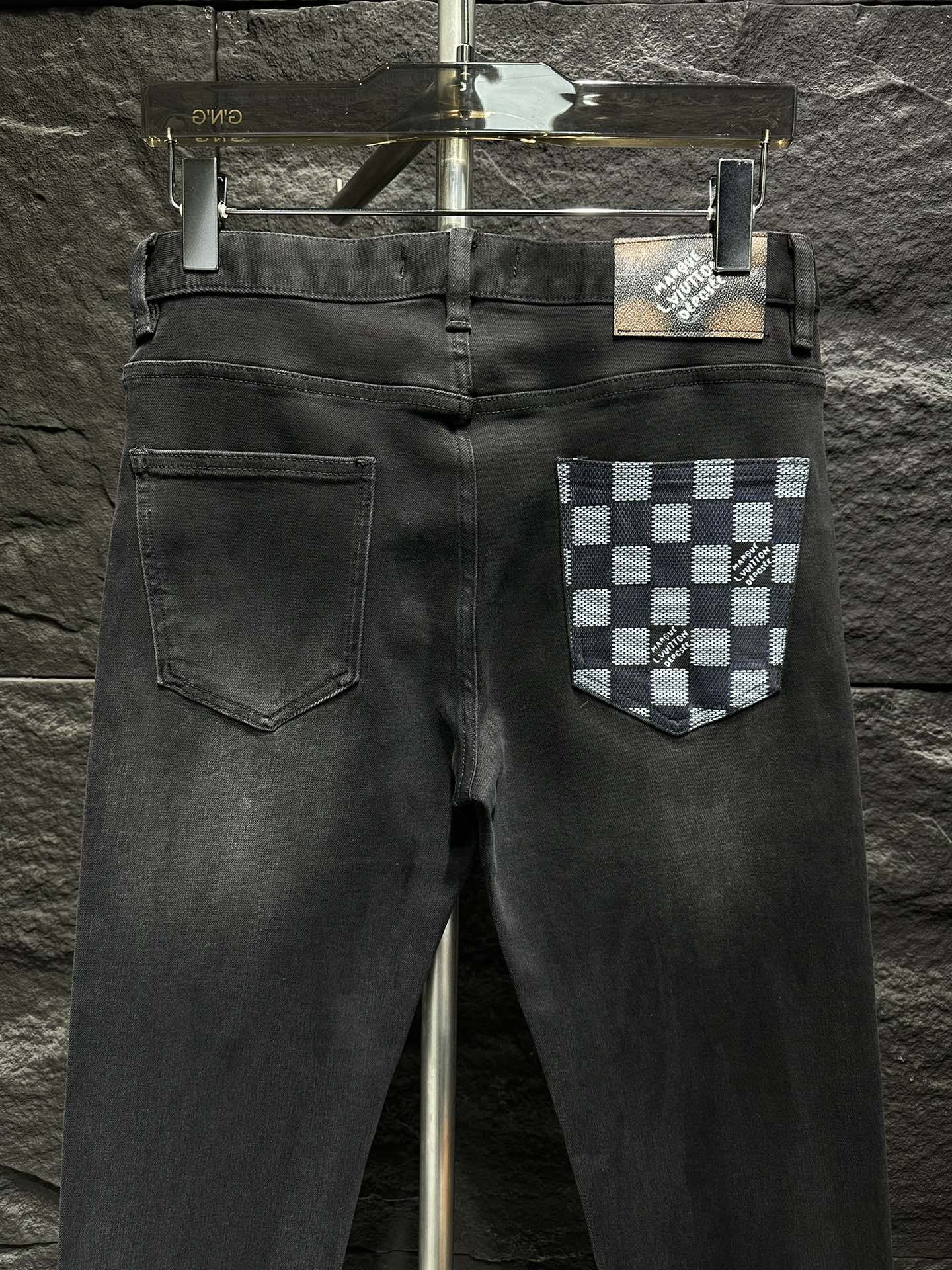 Louis Vuitton Men's Black Jeans with Signature Checkered Pocket Detail 8 i1746337789 4417 6