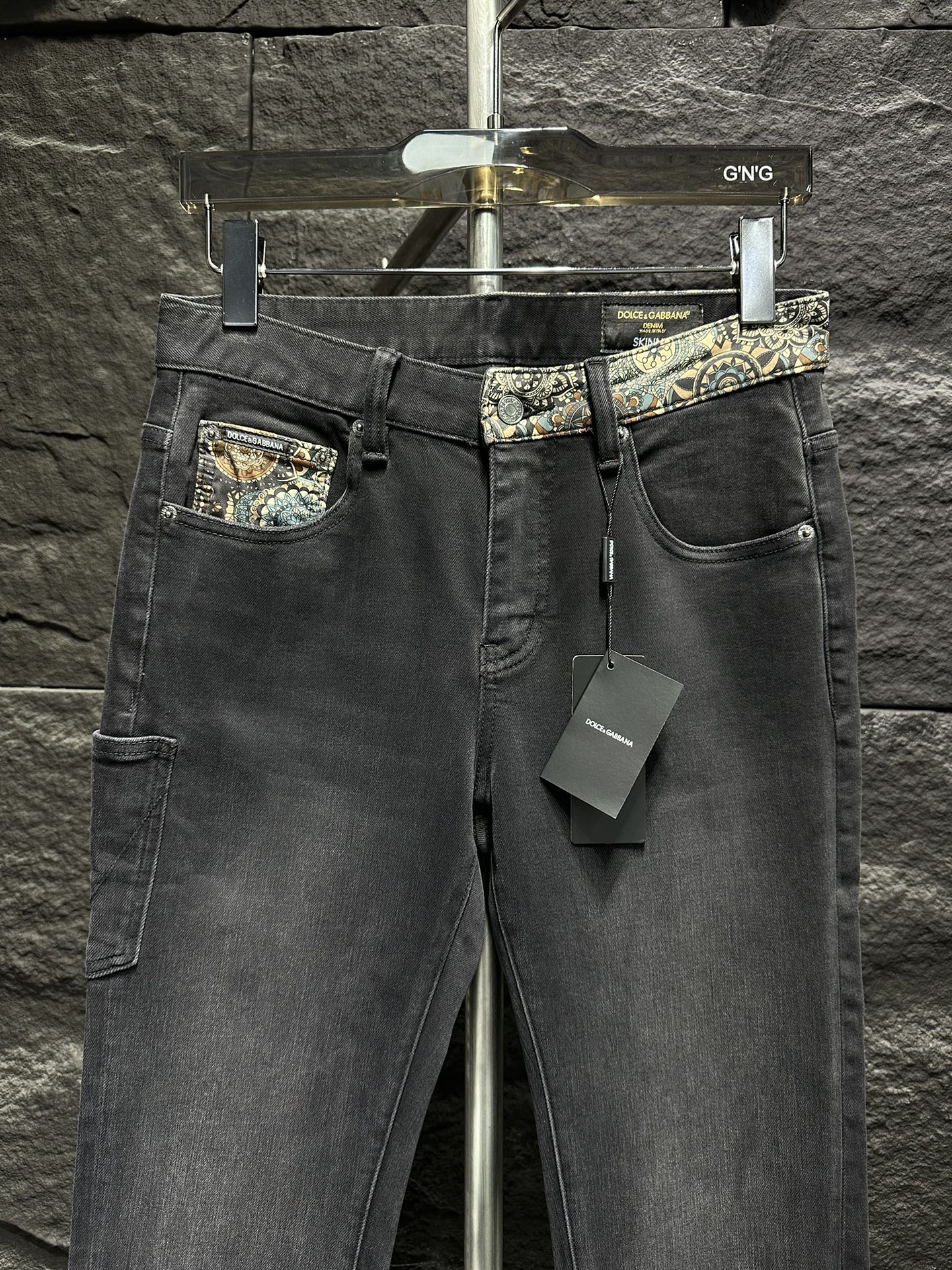 Dolce & Gabbana Men's Slim-Fit Denim Jeans with Paisley Accent 4 i1746712571 4569 0