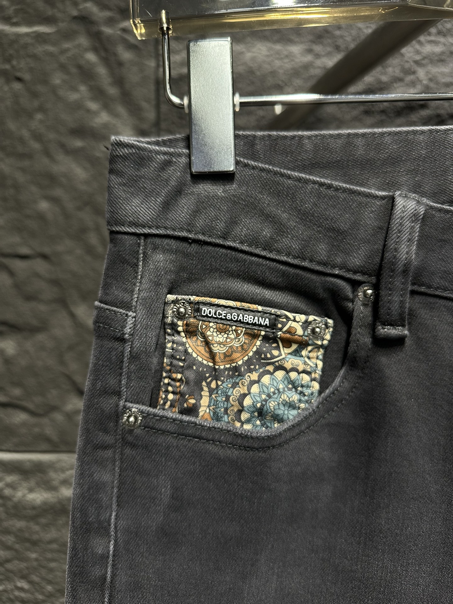 Dolce & Gabbana Men's Slim-Fit Denim Jeans with Paisley Accent 5 i1746712572 8205 0