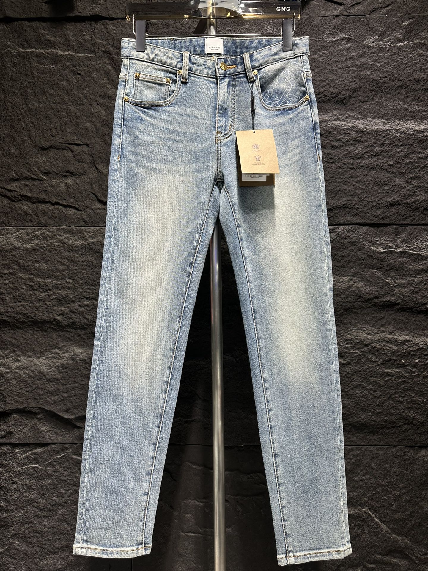 Gucci Men's Light Wash Denim Jeans with GG Pattern - Slim Fit 3 i1746712852 2635 0