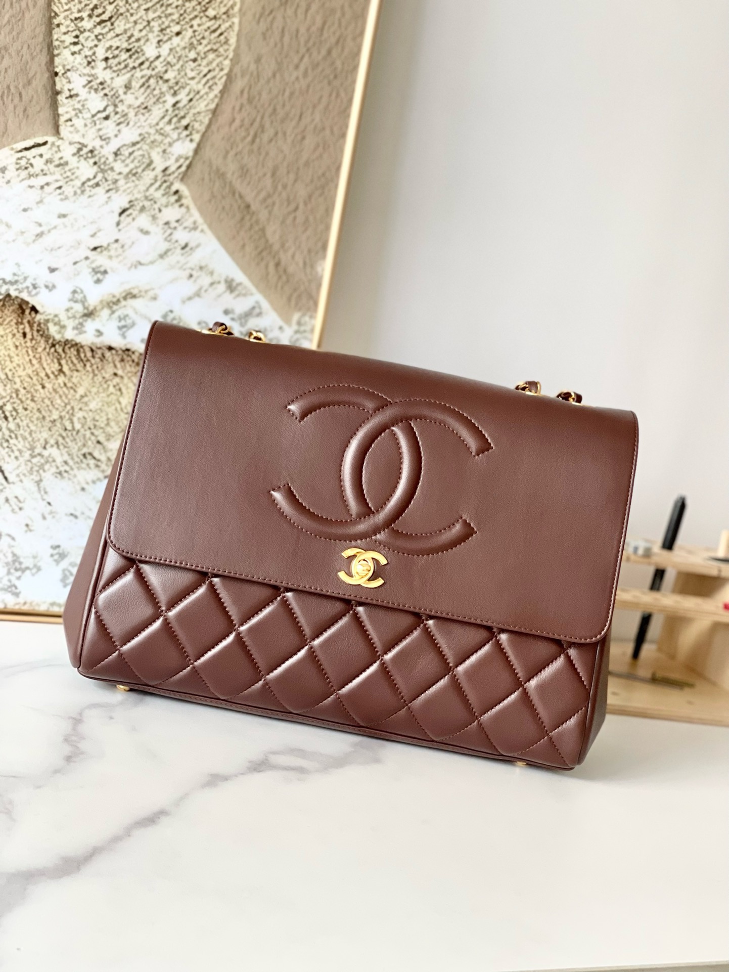 Chanel Borse Crossbody & Borse a Tracolla Marrone Pelle bovina di pecora Catene