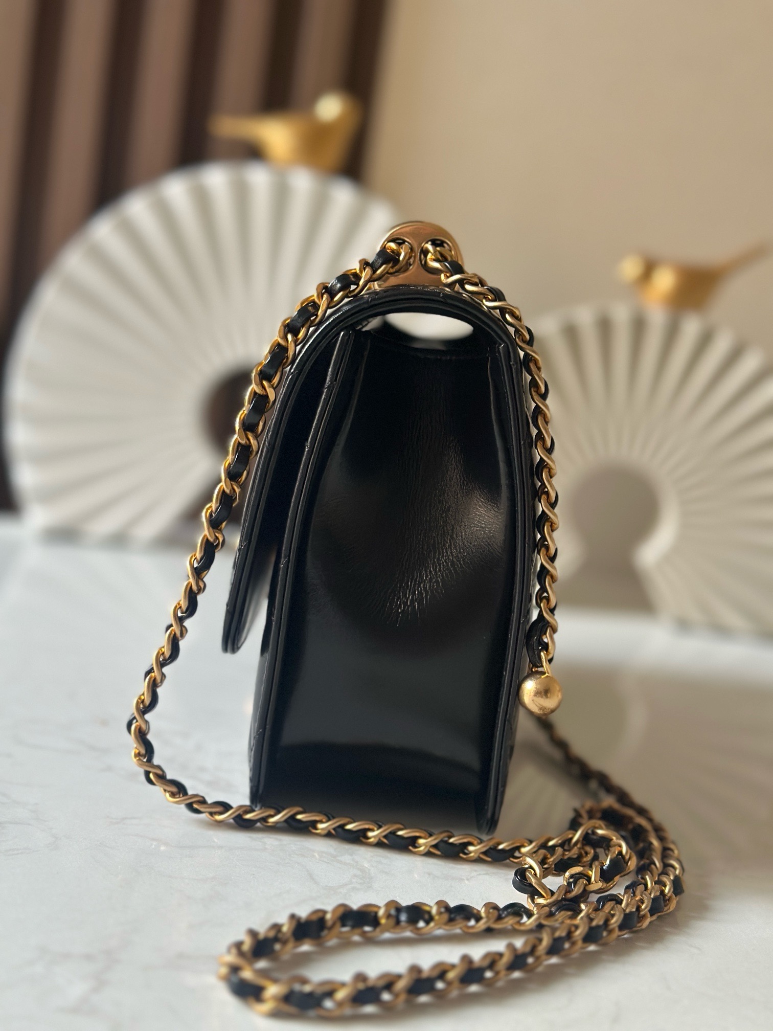 Chanel Style Black Leather Chain Bag Bags Chain Bag detail image 2 from source 776545