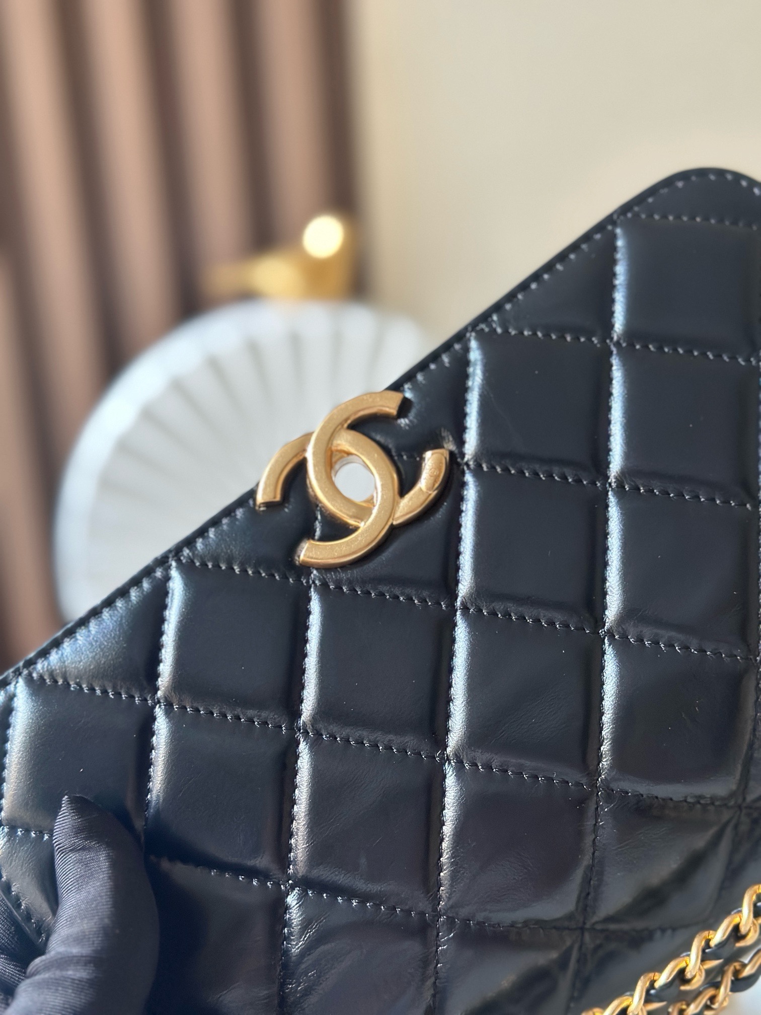 Chanel Style Black Leather Chain Bag Bags Chain Bag detail image 6 from source 776545