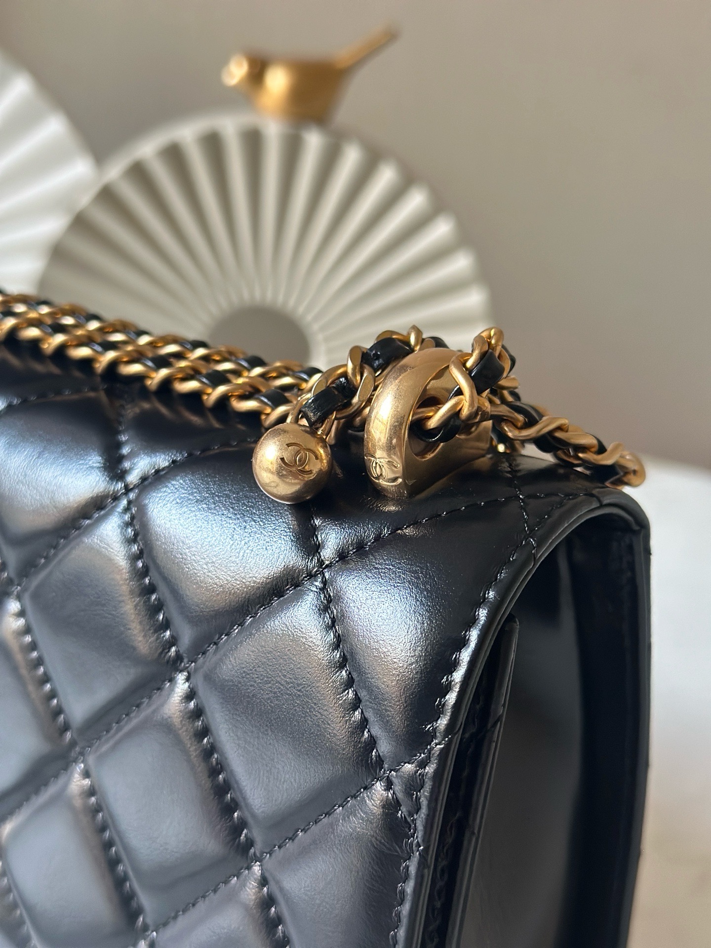 Chanel Style Black Leather Chain Bag Bags Chain Bag detail image 8 from source 776545