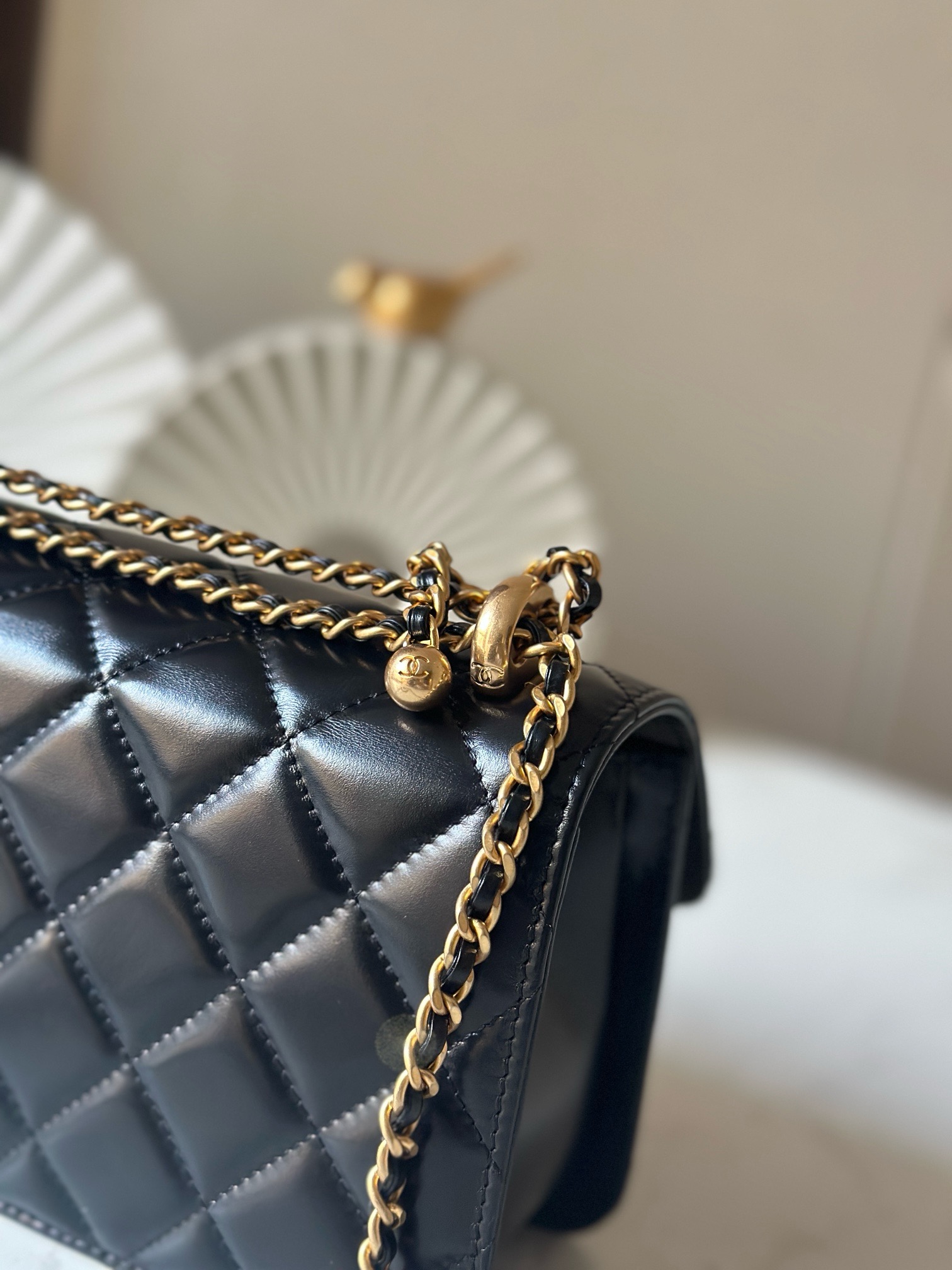 Chanel Style Black Leather Chain Bag Bags Chain Bag detail image 8 from source 776546