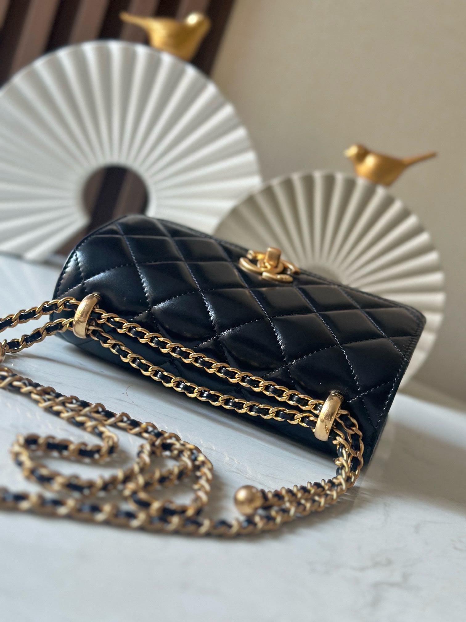 Chanel Style Black Leather Chain Bag Bags Chain Bag detail image 3 from source 776546