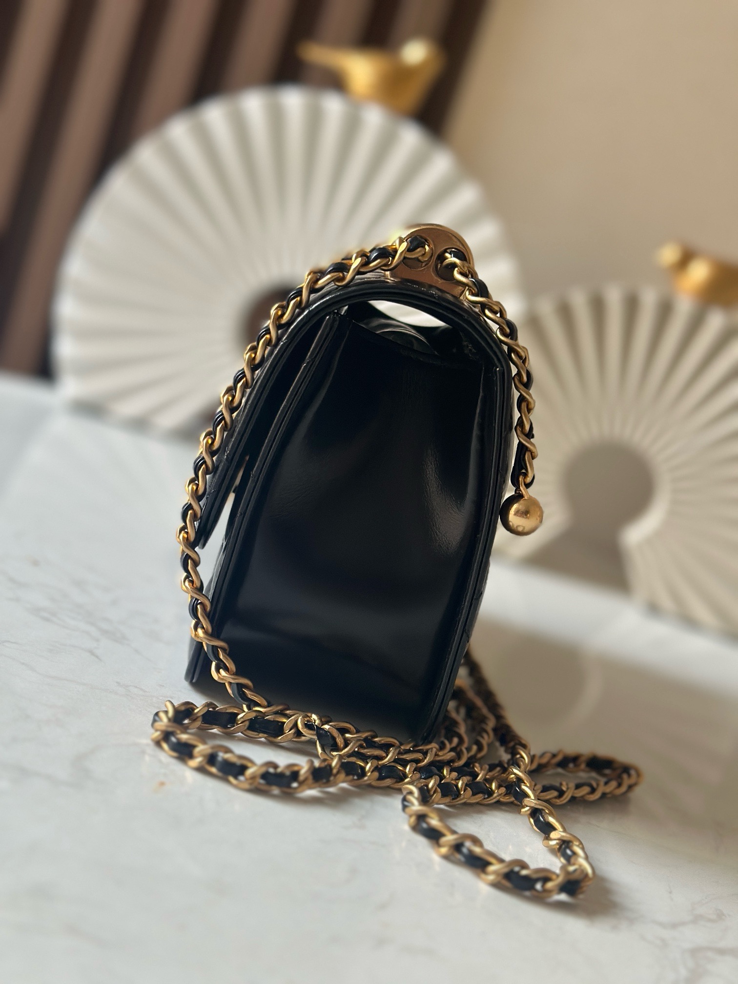 Chanel Style Black Leather Chain Bag Bags Chain Bag detail image 2 from source 776546