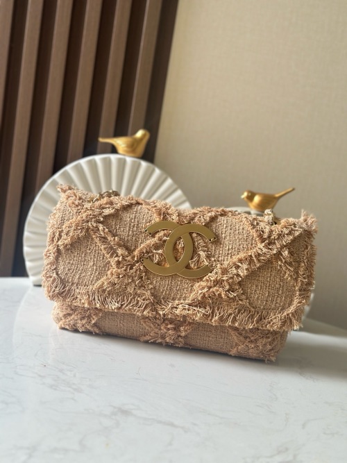 Chanel Vintage Woven Straw Flap Bag with Tassels & Gold Hardware 1 Chanel Vintage Woven Straw Flap Bag with Tassels & Gold Hardware
