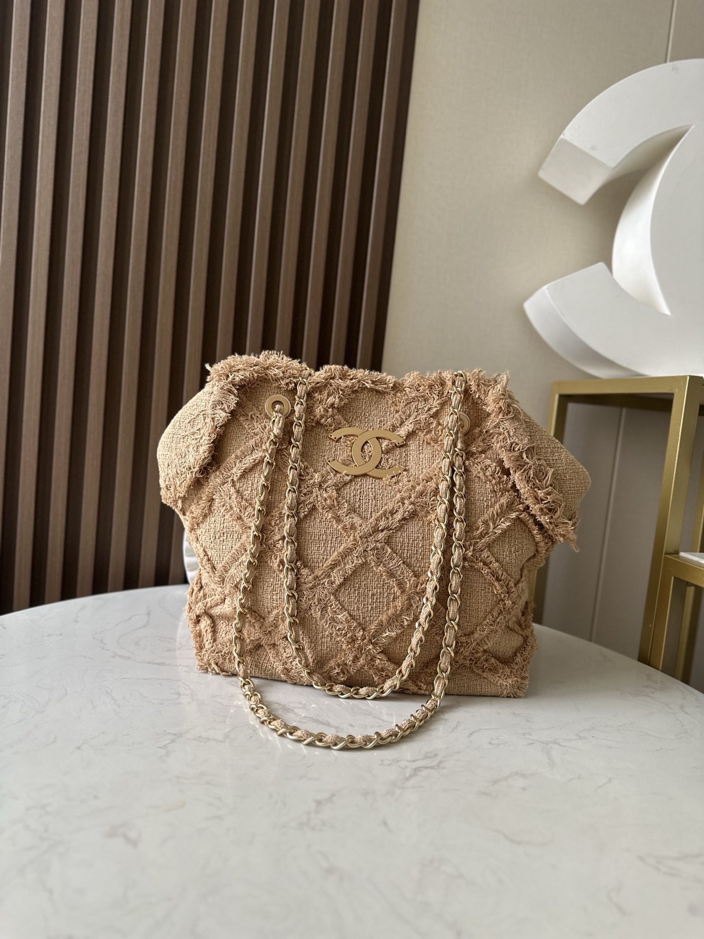 Chanel 小香vintage亚麻流苏tote 稻草包 磨砂大金扣 氛围感拉满的天花板tote包