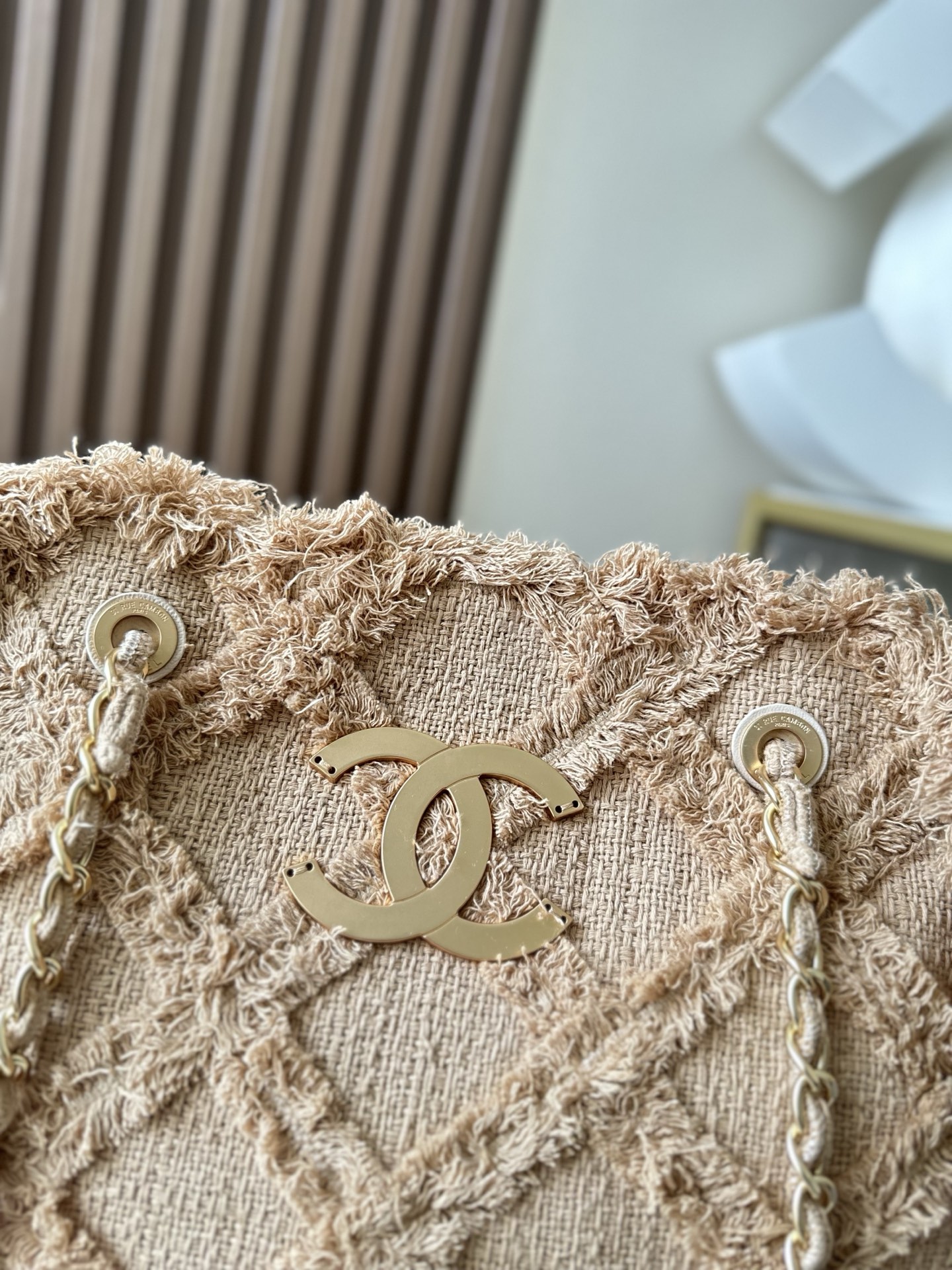 Chanel 小香vintage亚麻流苏tote 稻草包 磨砂大金扣 氛围感拉满的天花板tote包