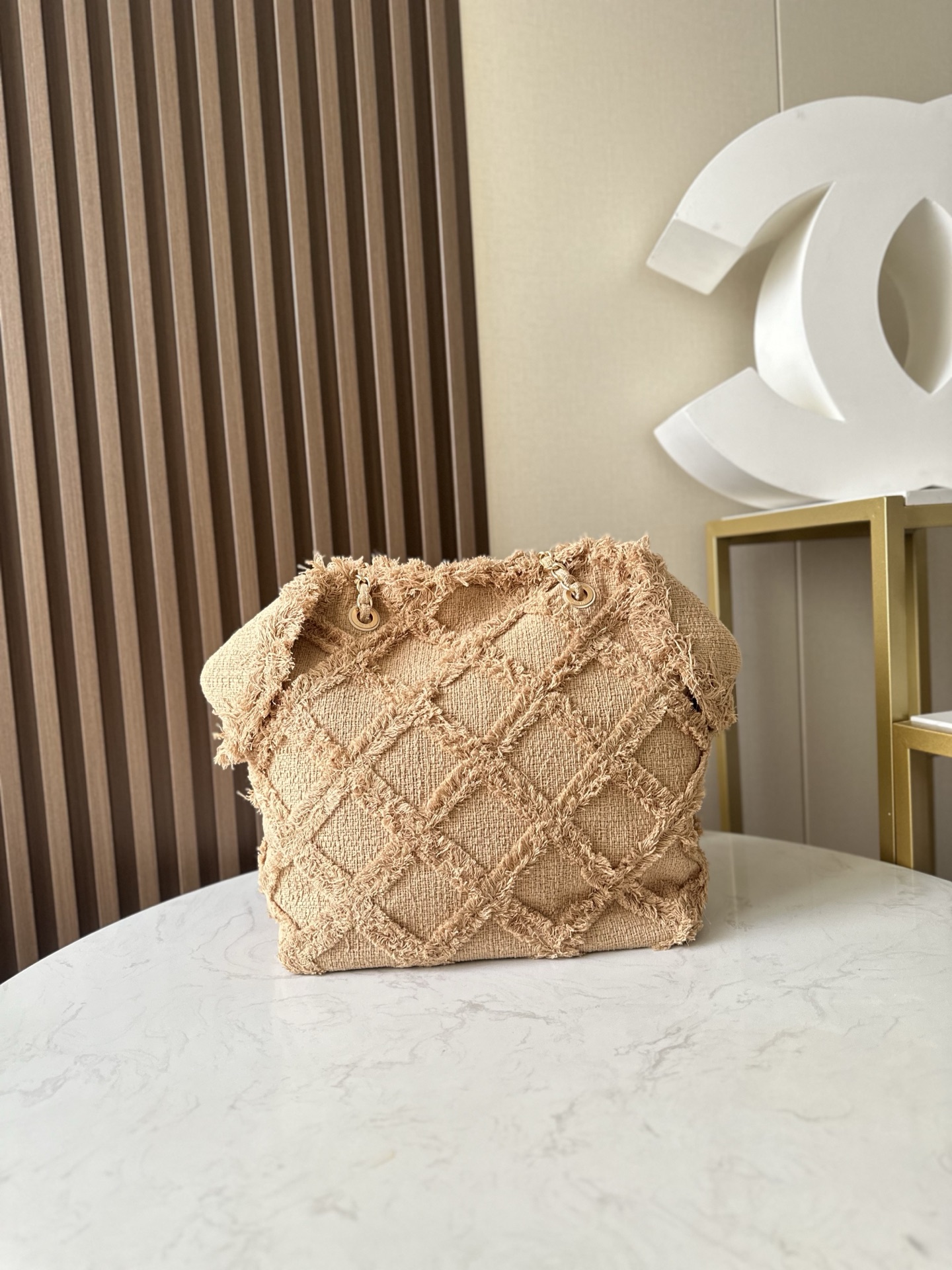 Chanel 小香vintage亚麻流苏tote 稻草包 磨砂大金扣 氛围感拉满的天花板tote包