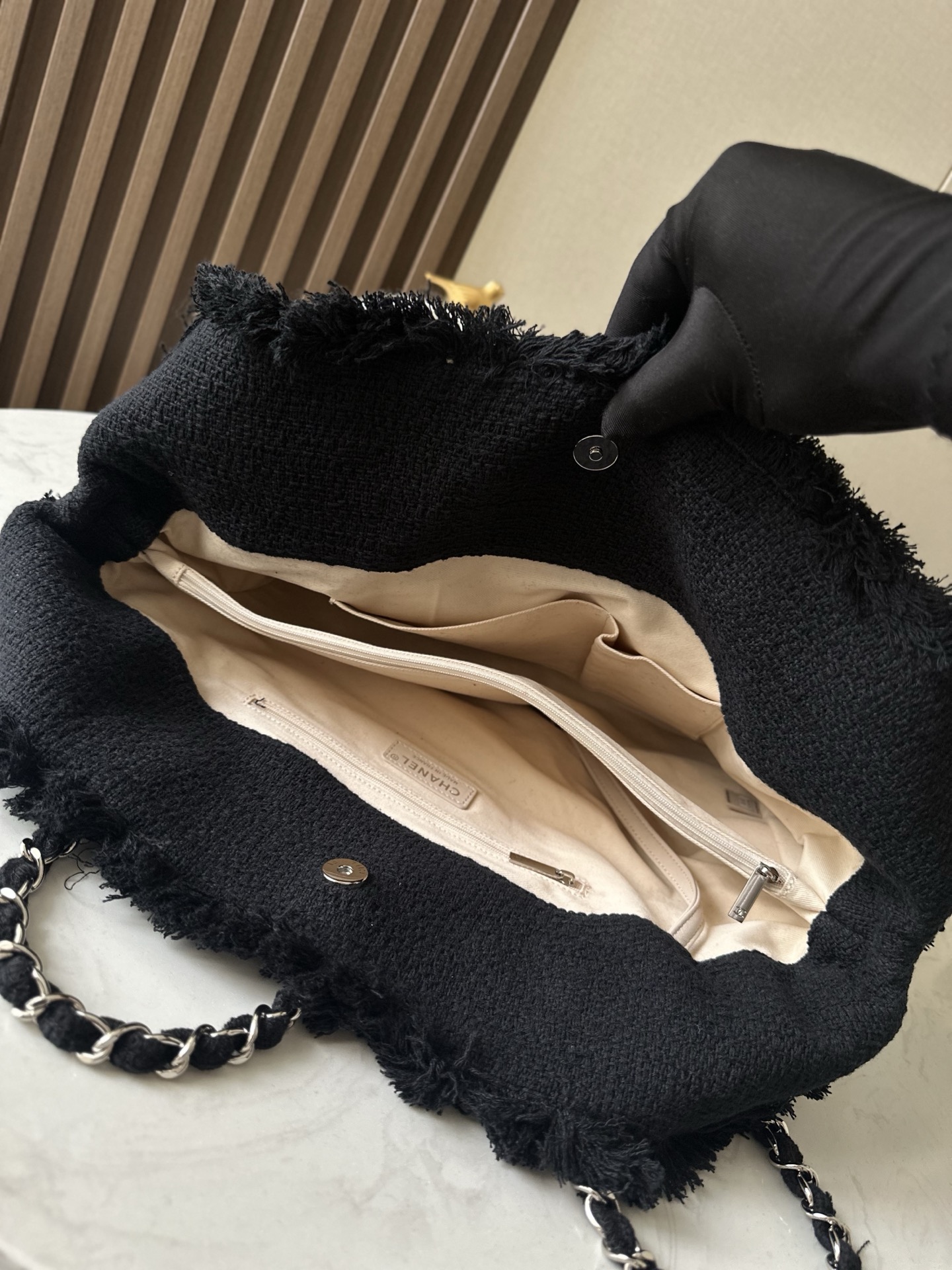 Chanel Style Black Tote Bag style reference detail image 6 from source 776549