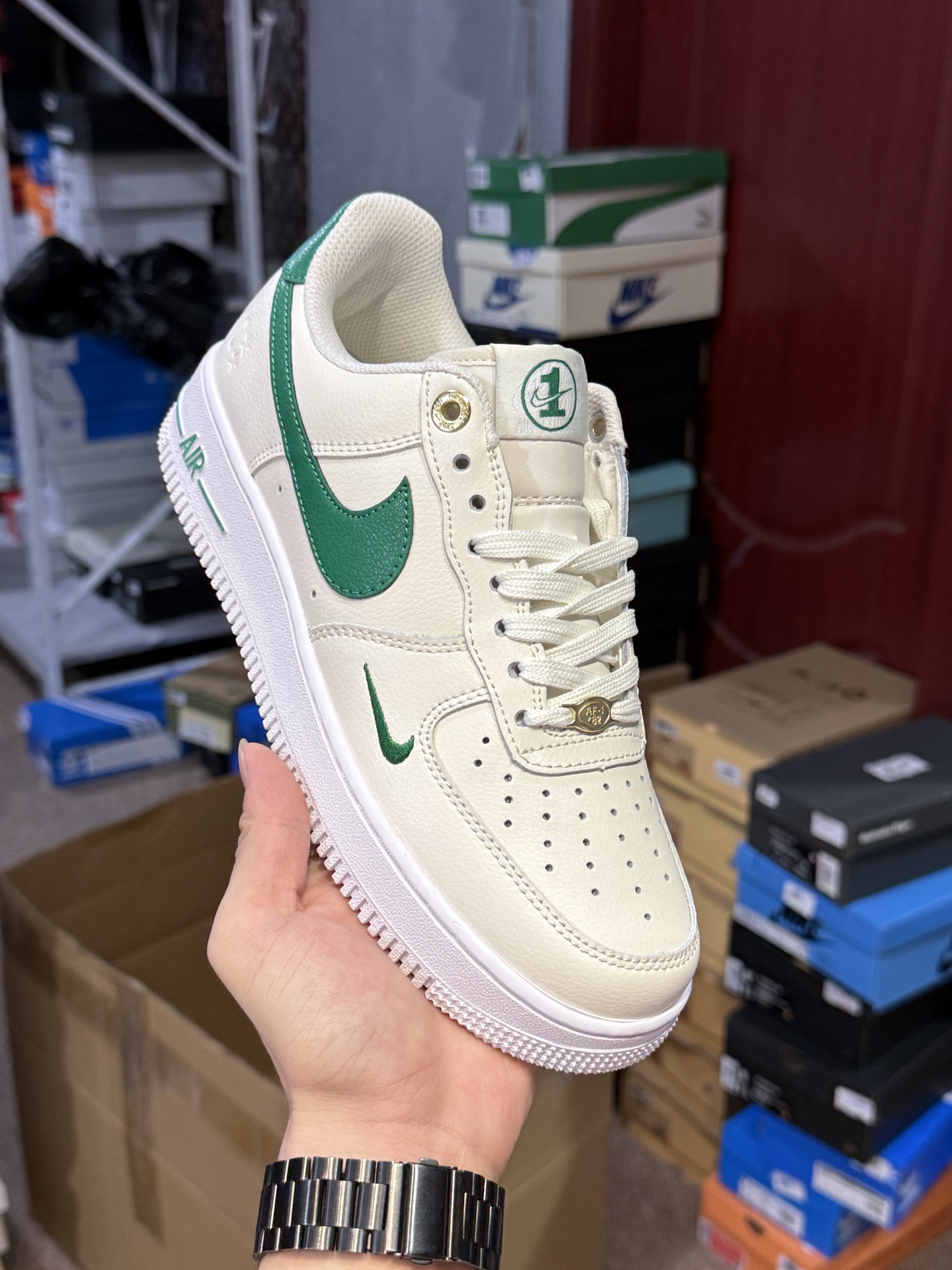 Nike Air Force 1 Low Top Sneakers - Ivory/Green Color, Limited Edition 1 i1754574815424 849 0 0