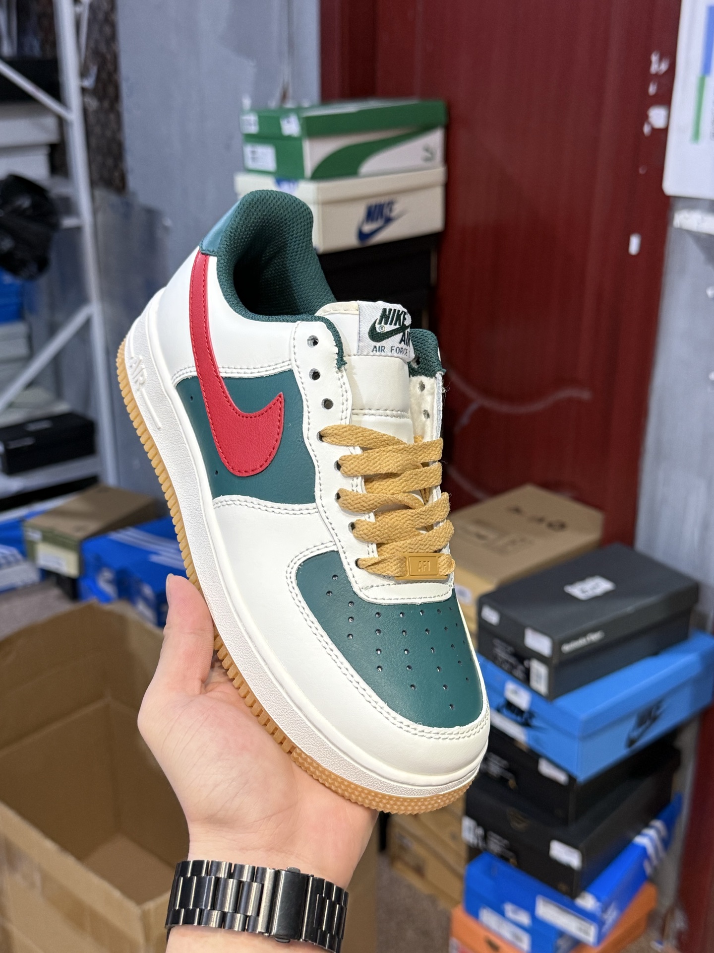 Nike Air Force 1 Low Top Sneakers - Ivory/Green Color, Limited Edition 2 i1754574818655 7006 0 1