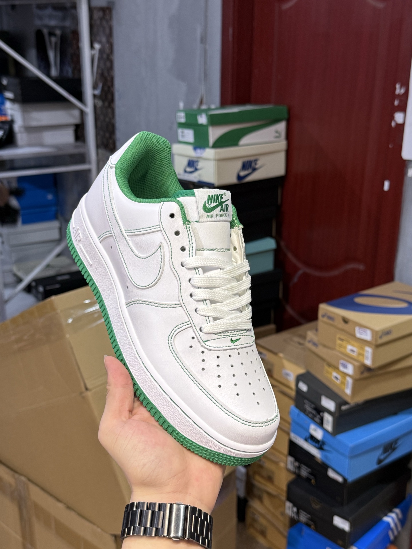 Nike Air Force 1 Low Top Sneakers - Ivory/Green Color, Limited Edition 14 i1754574821010 9184 0 16