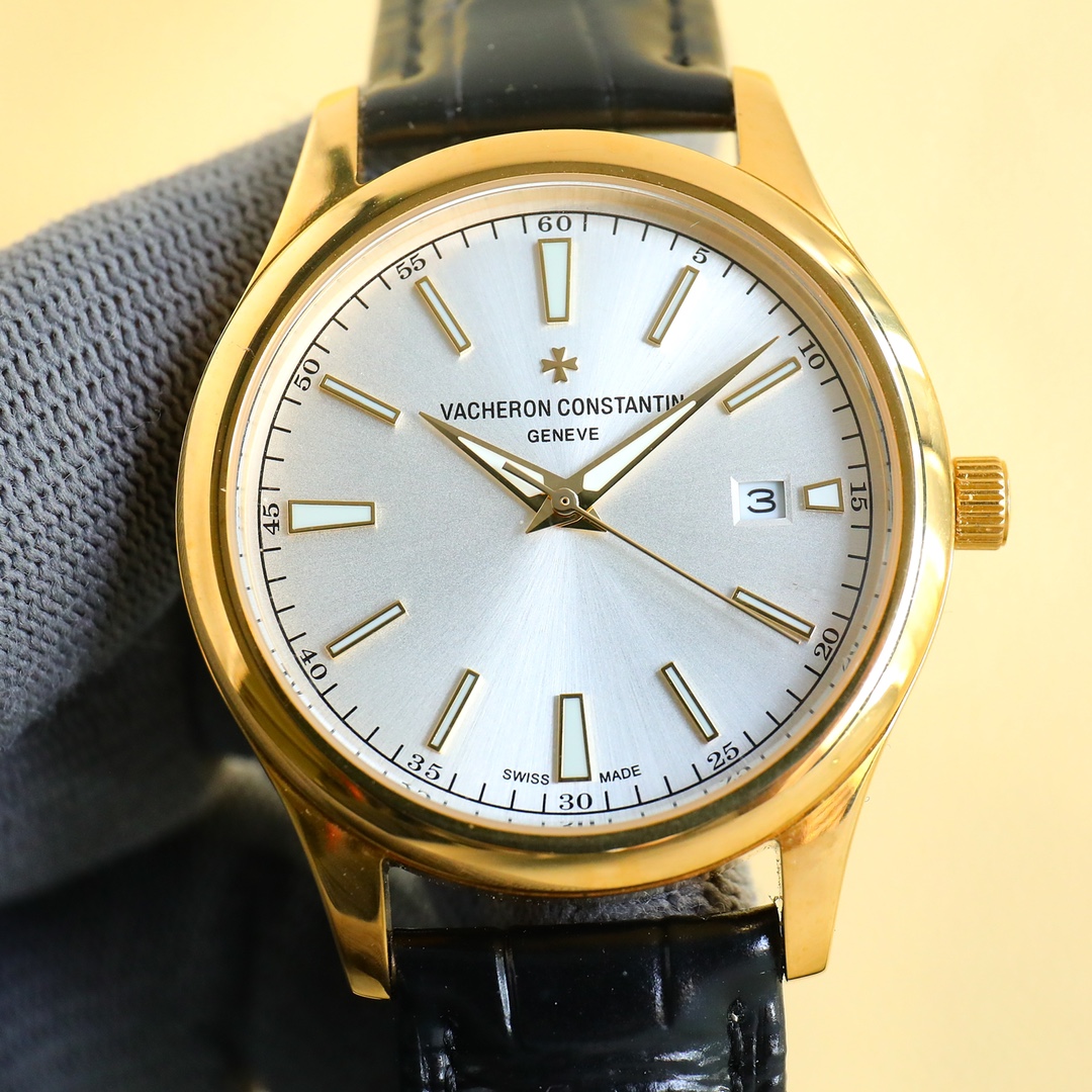 Vacheron Constantin Zegarek Niebieski Biały Mężczyźni Skóra cielęca krowia Fashion