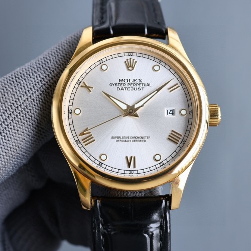 Rolex Datejust Men's Watch - Gold Tone, Leather Band, Luminous Dial, 40mm 1 Rolex Datejust Men's Watch - Gold Tone, Leather Band, Luminous Dial, 40mm
