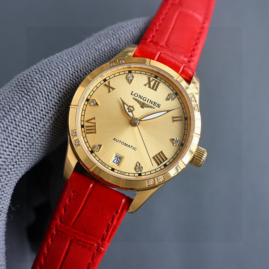 “White Zen 1840 Gold P 1955 Women’s Wristwatch: Luxury Design with Italian Leather and Sapphire Crystal Glass” - 图片 3