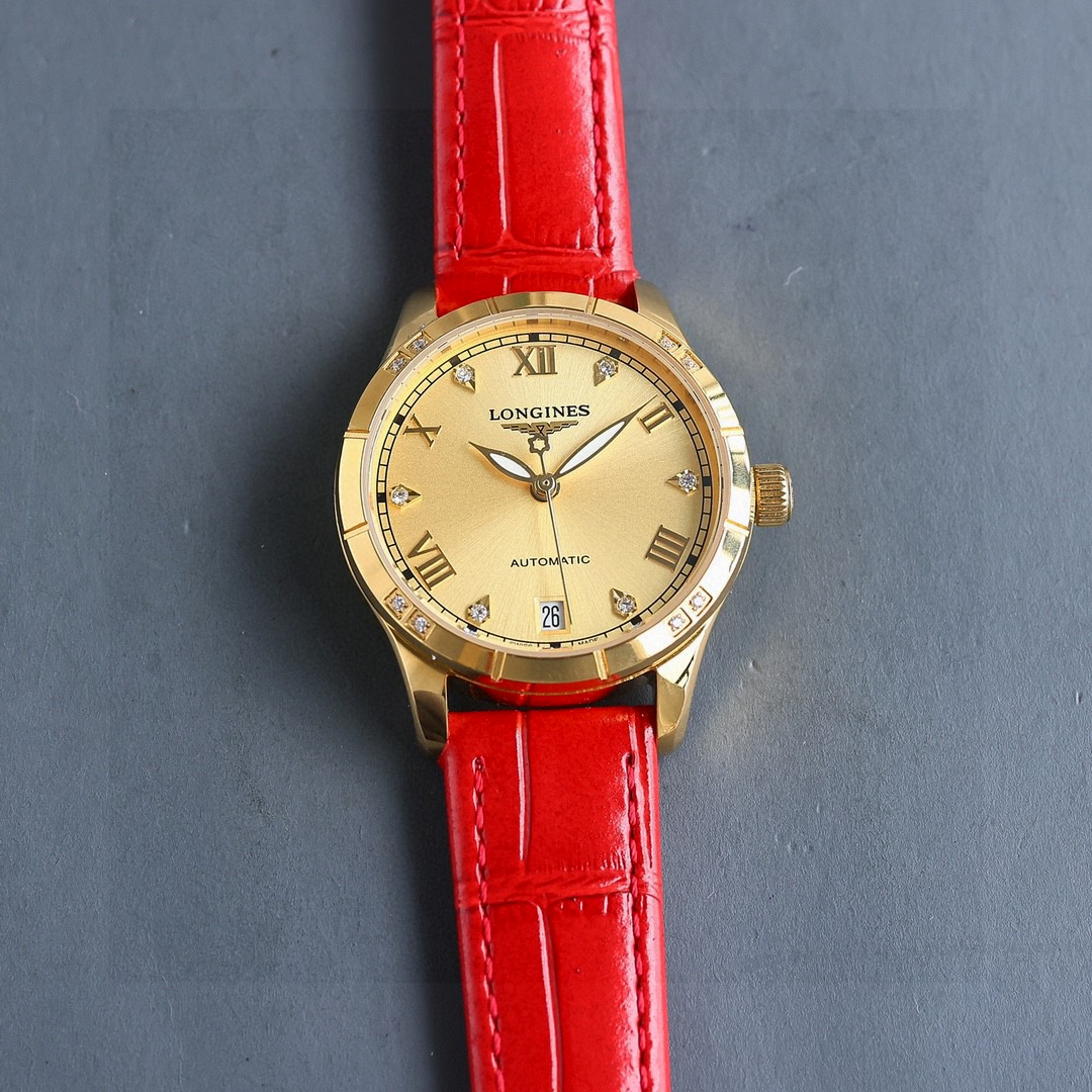 “White Zen 1840 Gold P 1955 Women’s Wristwatch: Luxury Design with Italian Leather and Sapphire Crystal Glass” - 图片 5