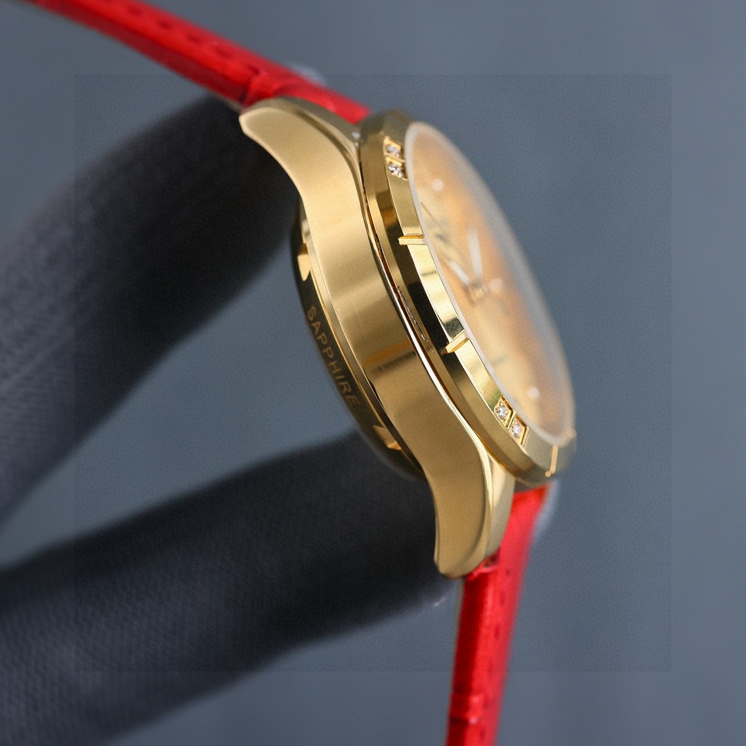 “White Zen 1840 Gold P 1955 Women’s Wristwatch: Luxury Design with Italian Leather and Sapphire Crystal Glass” - 图片 6