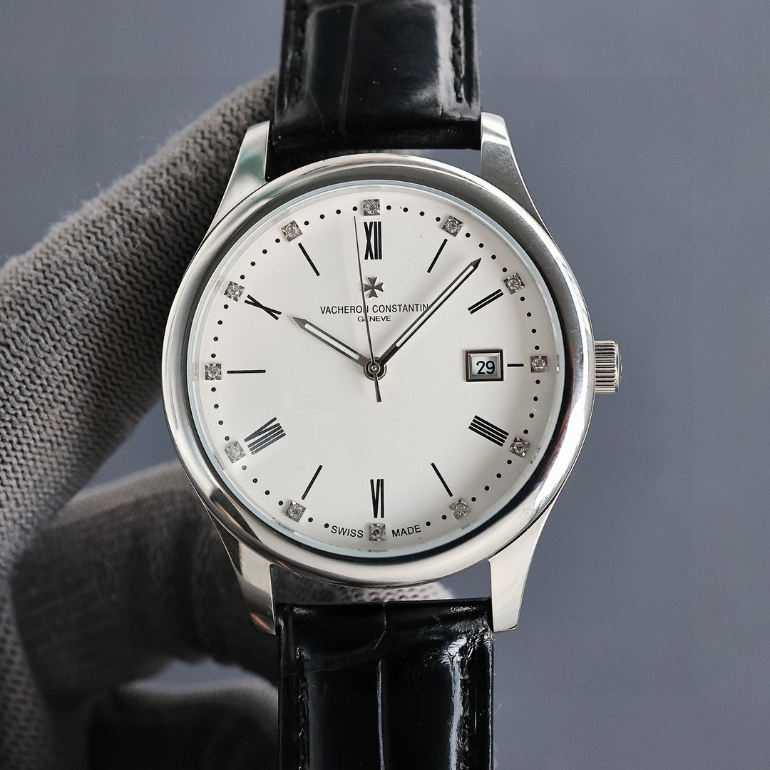 NO:552727,White 750 gold ②0②⑤ new Vacheron Constantin premium version, carefully designed for every president, comfortable to wear, the best gift, buy with confidence, the movement is brand new imported (zero repair) size 40mm, material 316 stainless steel, mirror sapphire will never scratch, power reserve 48 hours, waterproof 100 meters, Italian calfskin with pin buckle, vacheron, cowhide19860909白750 金②0②⑤新款江诗丹顿尊贵版,为每一位president精心设计,佩戴舒适,送礼最佳,放心购买,机芯全新进口（零返修）尺寸40mm,材质316精钢,镜面蓝宝石永不刮花,动力储存48小时,防水100米,意大利小牛皮搭配针扣,,vacheron,cowhide,Watch