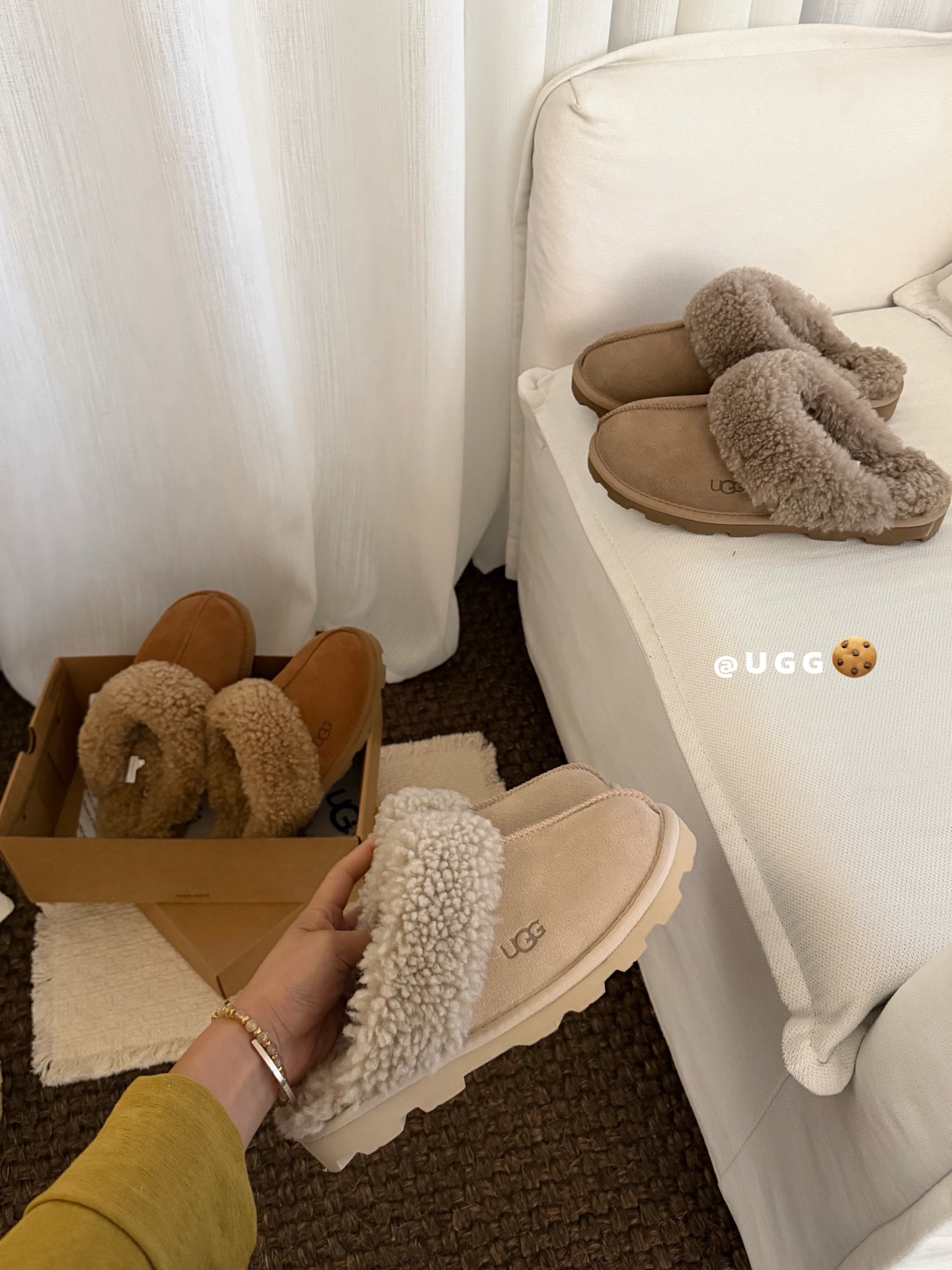 🔥UGG泰迪🐻毛毛星拖，三色，35-40码！