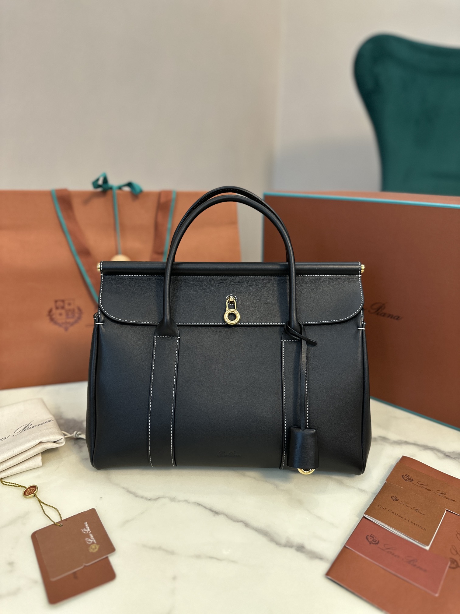 Luxurious Cow Leather Loom Bag by Loro Piana: Stylish and Versatile Handbag
