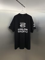 Balenciaga Clothing T-Shirt Black Grey Printing Cotton Spring Collection