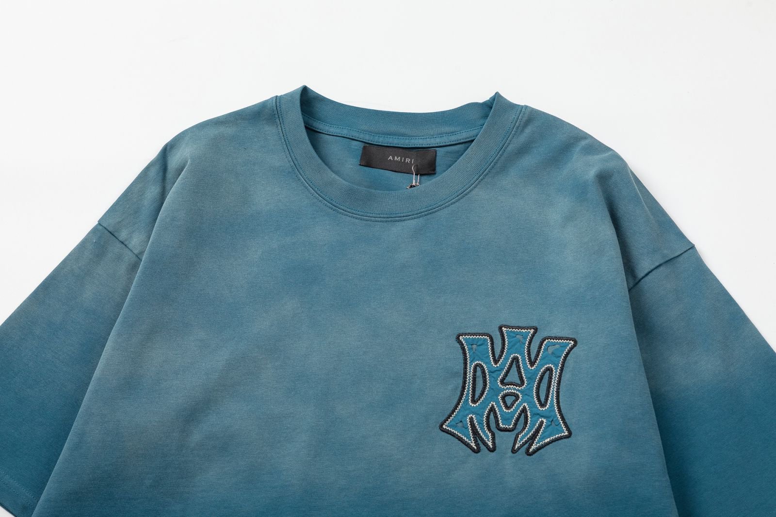 Amiri Shampoo Embroidery Logo Tee in Black and Lake Blue, 300g Fabric. - 图片 7