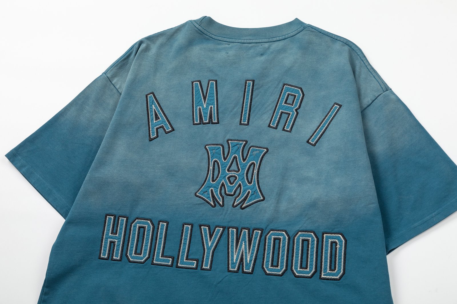 Amiri Shampoo Embroidery Logo Tee in Black and Lake Blue, 300g Fabric. - 图片 9