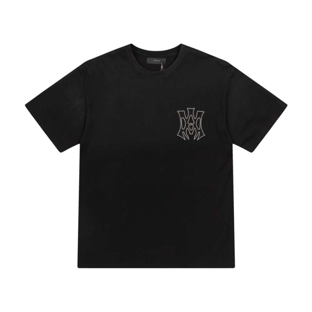 Amiri Shampoo Embroidery Logo Tee in Black and Lake Blue, 300g Fabric. - 图片 2