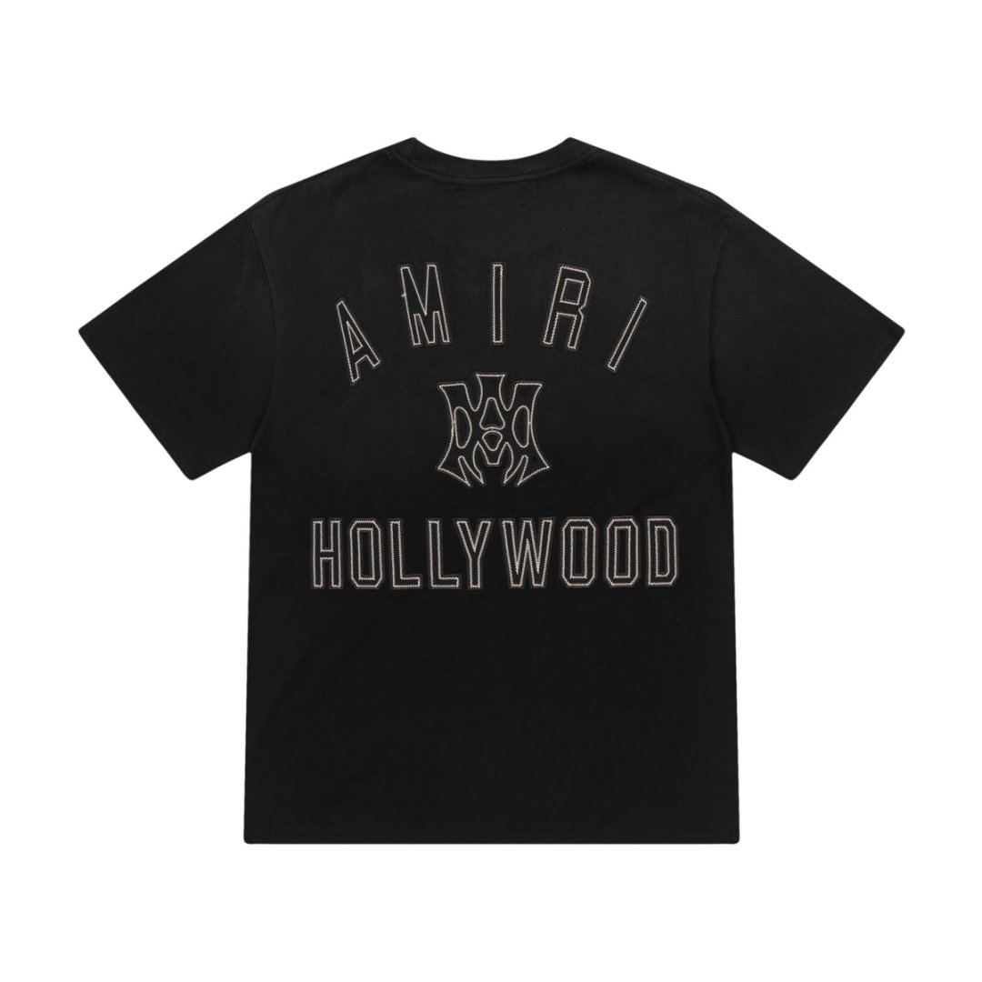 Amiri Shampoo Embroidery Logo Tee in Black and Lake Blue, 300g Fabric. - 图片 3
