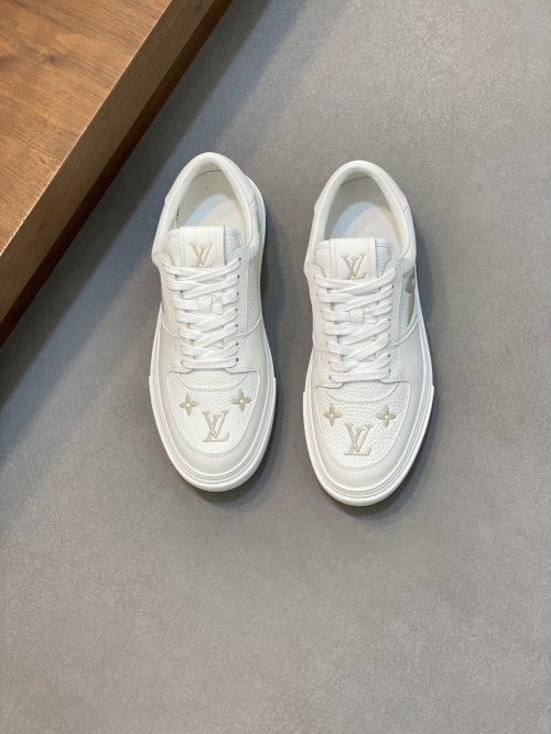 Louis Vuitton Men's White Leather Monogram Casual Sneakers, Size 39-44 1 Louis Vuitton Men's White Leather Monogram Casual Sneakers, Size 39-44