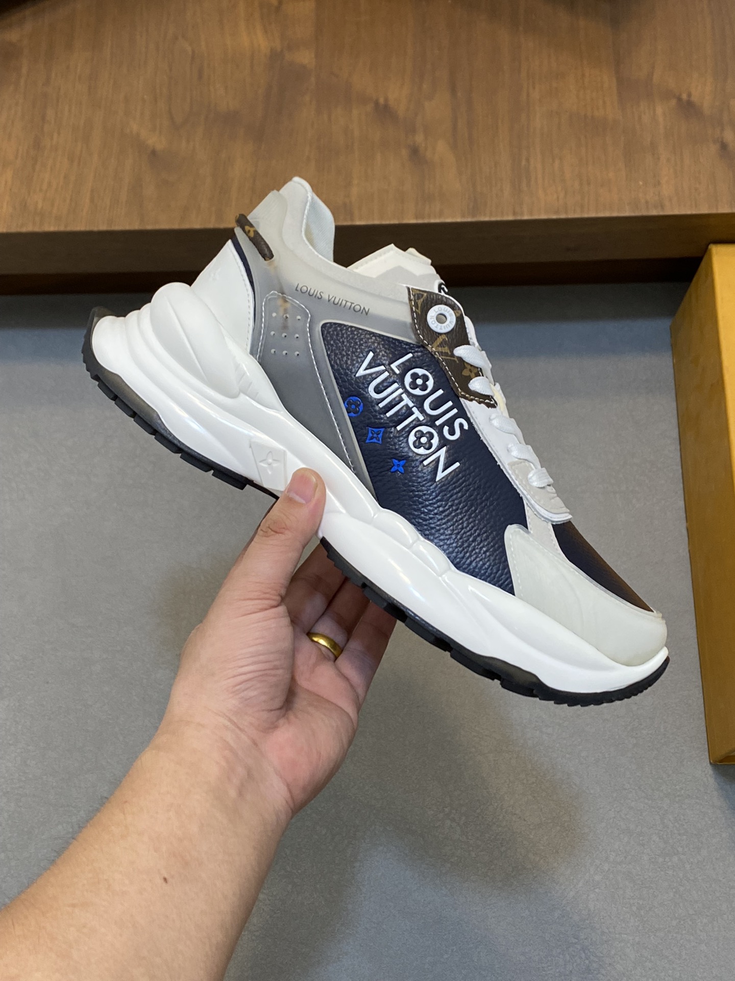 Louis Vuitton Men's Run Away Pulse Sneakers in Leather and Canvas 5 i1731689656 6778 1