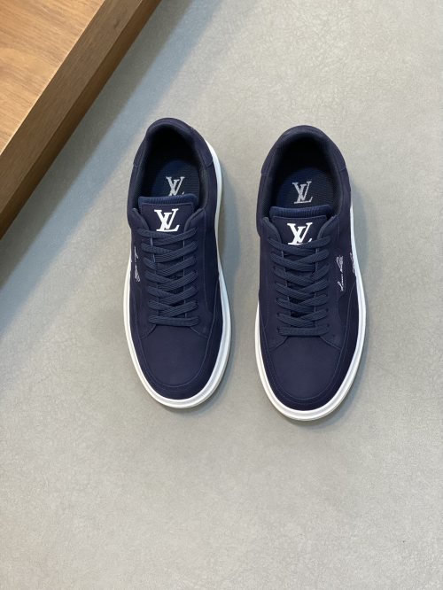 Louis Vuitton Men's Blue Leather Low-Top Sneakers Designer Casual Shoes 1 Louis Vuitton Men's Blue Leather Low-Top Sneakers Designer Casual Shoes