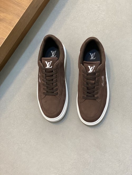 Louis Vuitton Men's Brown Leather Casual Sneakers, Size 38-44 1 Louis Vuitton Men's Brown Leather Casual Sneakers, Size 38-44