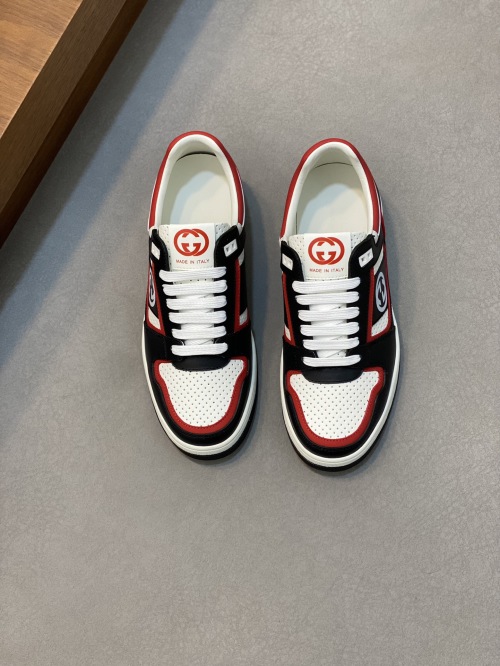 Gucci Men's Leather Low-Top Sneakers with Embossed Brand Totem 1 Gucci Men's Leather Low-Top Sneakers with Embossed Brand Totem