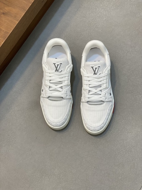 Louis Vuitton White Silk and Calf Leather Sneakers with Rubber Sole 1 Louis Vuitton White Silk and Calf Leather Sneakers with Rubber Sole