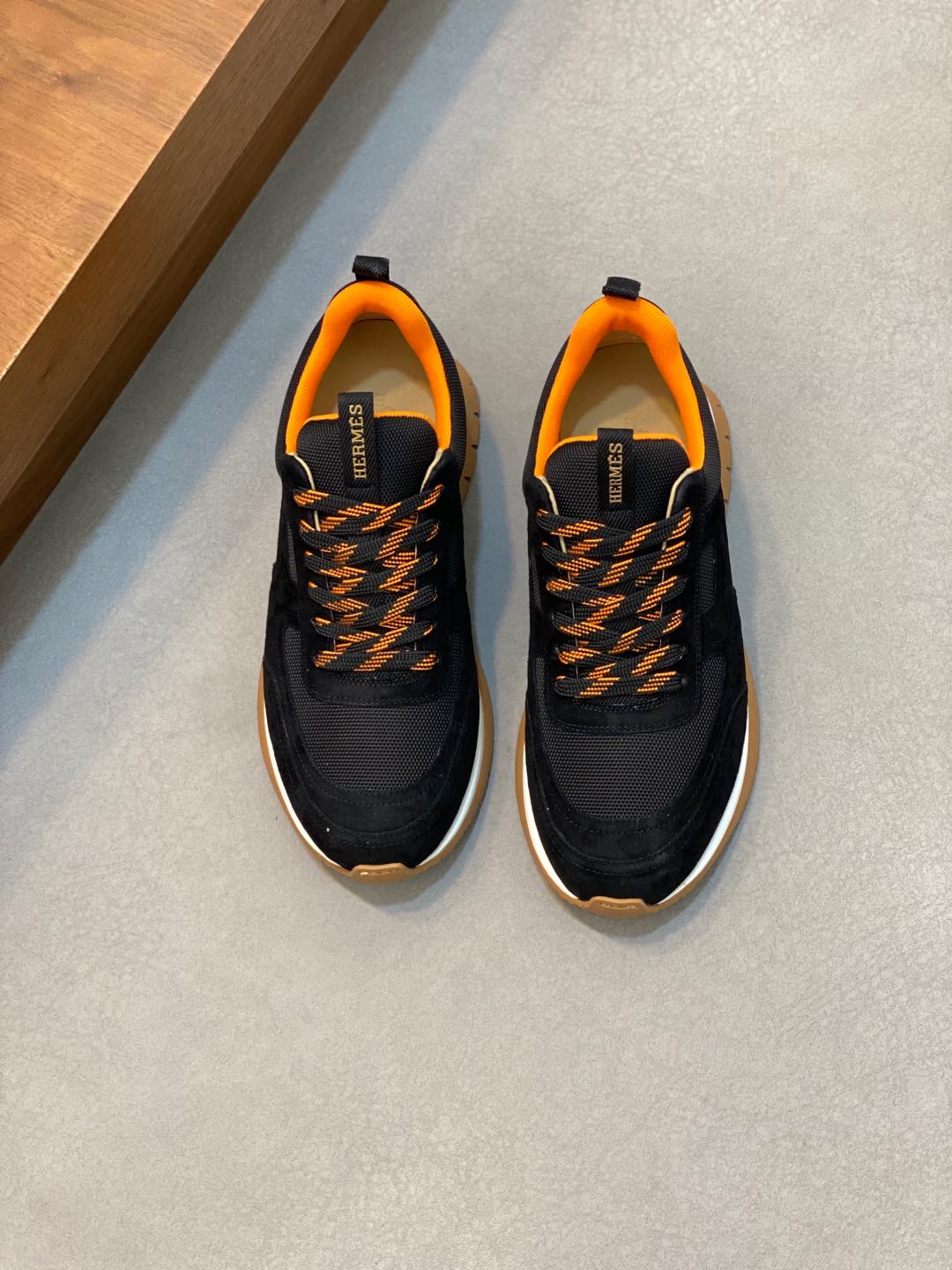 Hermes Men's Black Leather & Canvas Sneakers - Stylish & Comfortable