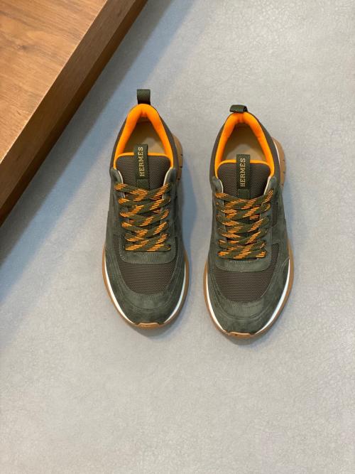 Hermès Men's Olive Green Leather & Canvas Casual Sneakers Size 39-44 1 Hermès Men's Olive Green Leather & Canvas Casual Sneakers Size 39-44