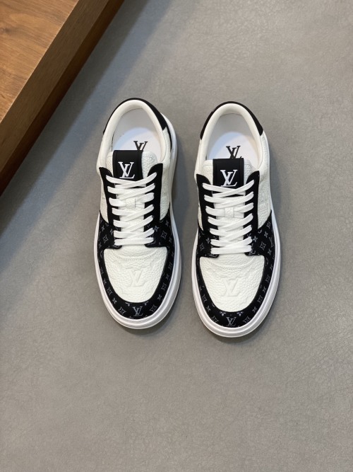 Louis Vuitton Nappa Leather Sneakers with Embossed Logo, Black and White 1 Louis Vuitton Nappa Leather Sneakers with Embossed Logo, Black and White
