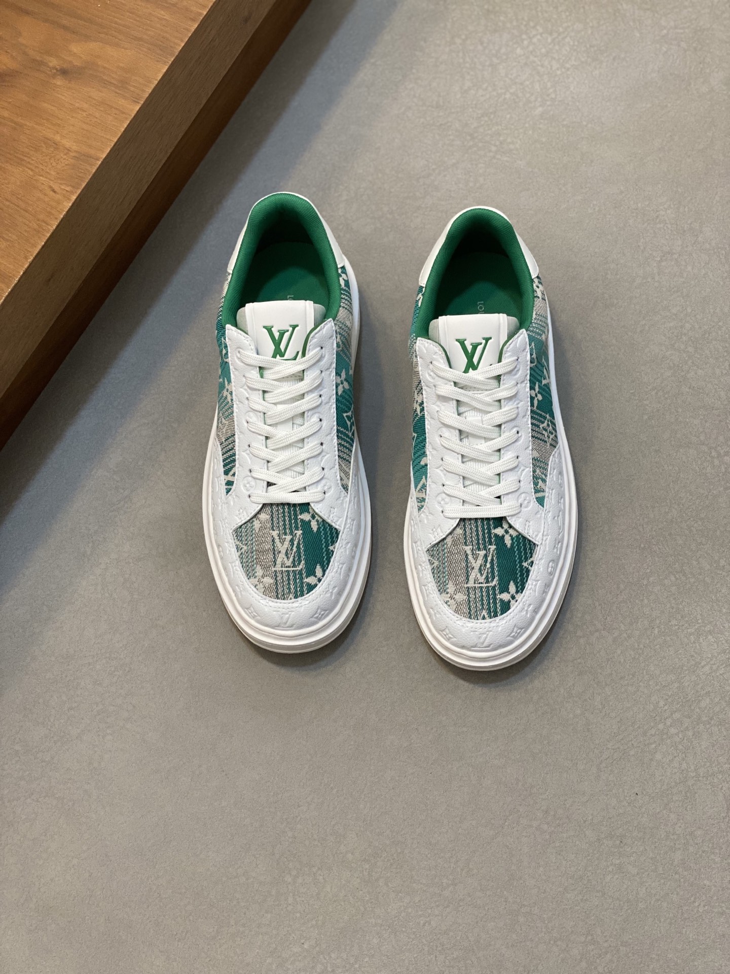 Men's Designer Casual Sneakers in Leather and Canvas with Monogram Detail