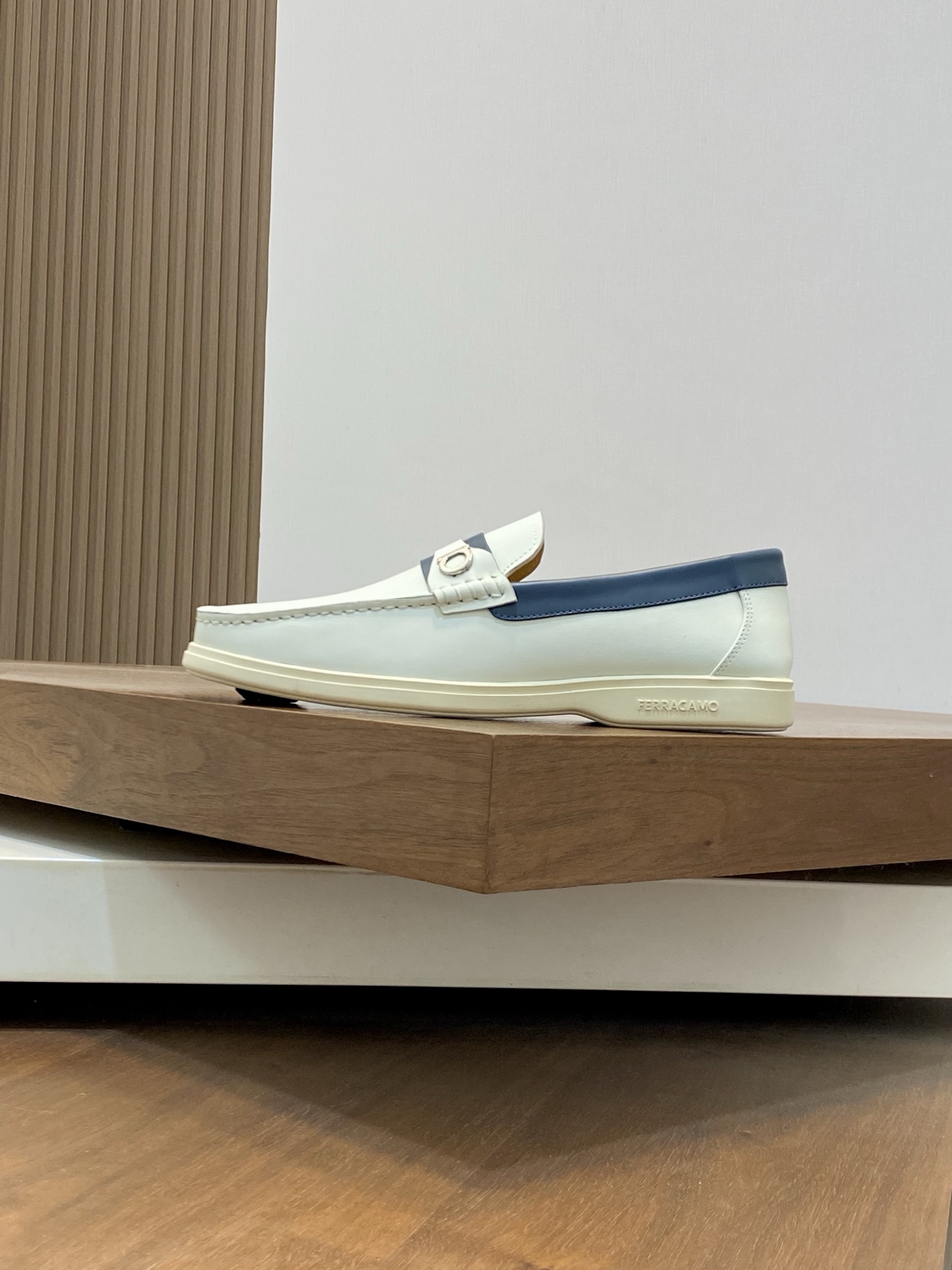 Salvatore Ferragamo Men's Leather Driving Shoes - White, Blue 3 i1741553437598 1363 0 1