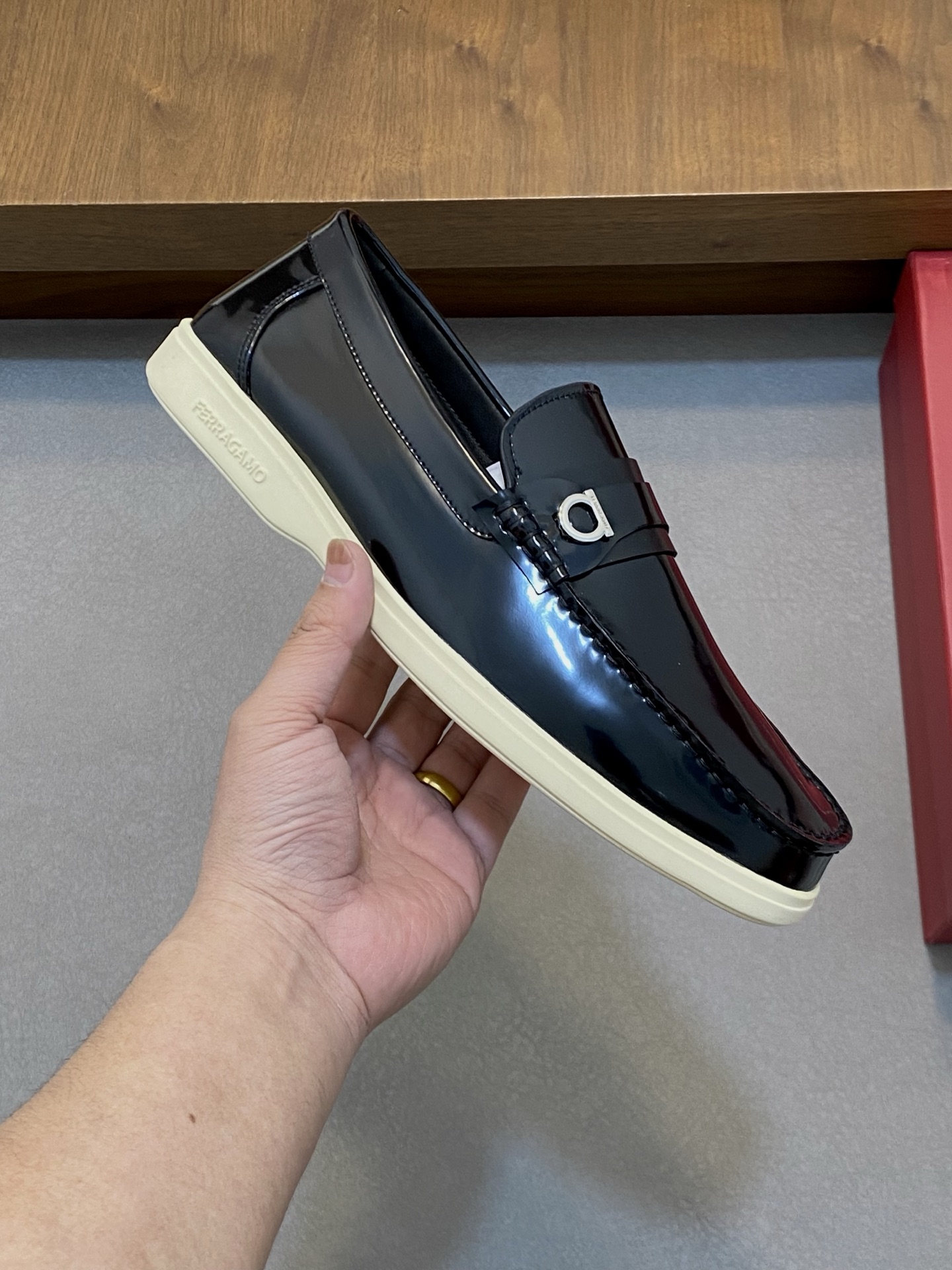 Ferragamo Men's Black Leather Driving Shoes, Imported Leather Upper, Size 39-44 5 i1741553494810 5024 0 3