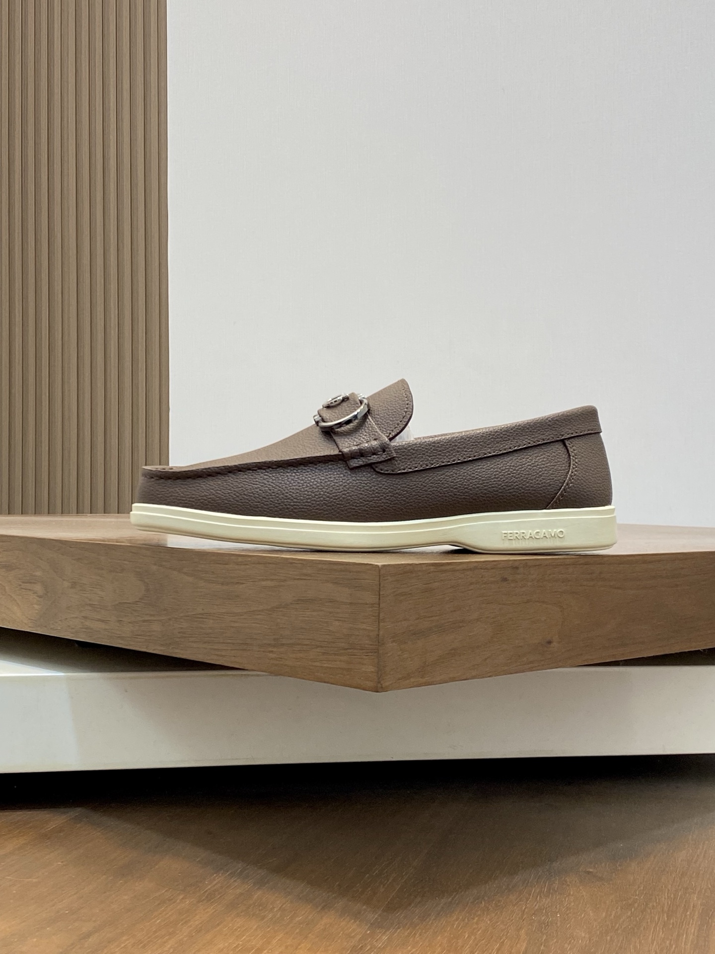 Ferragamo Men's Brown Leather Driving Loafers with Metal Buckle, Sizes 39-44 3 i1741553770591 5369 0 1