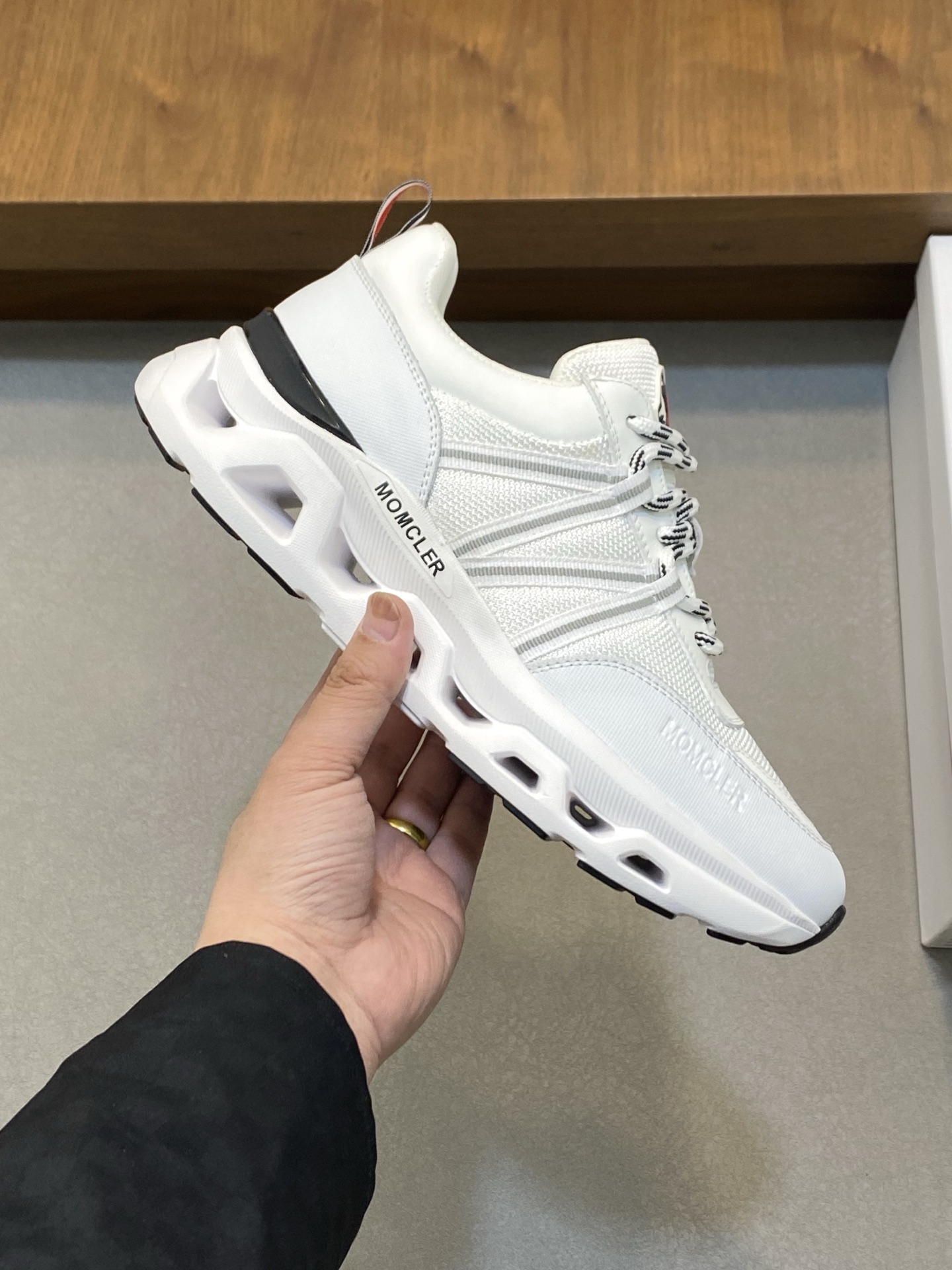 Moncler Men's White Leather & Neoprene Sneakers - High Elasticity & Comfort 5 i1741624820062 1794 0 3