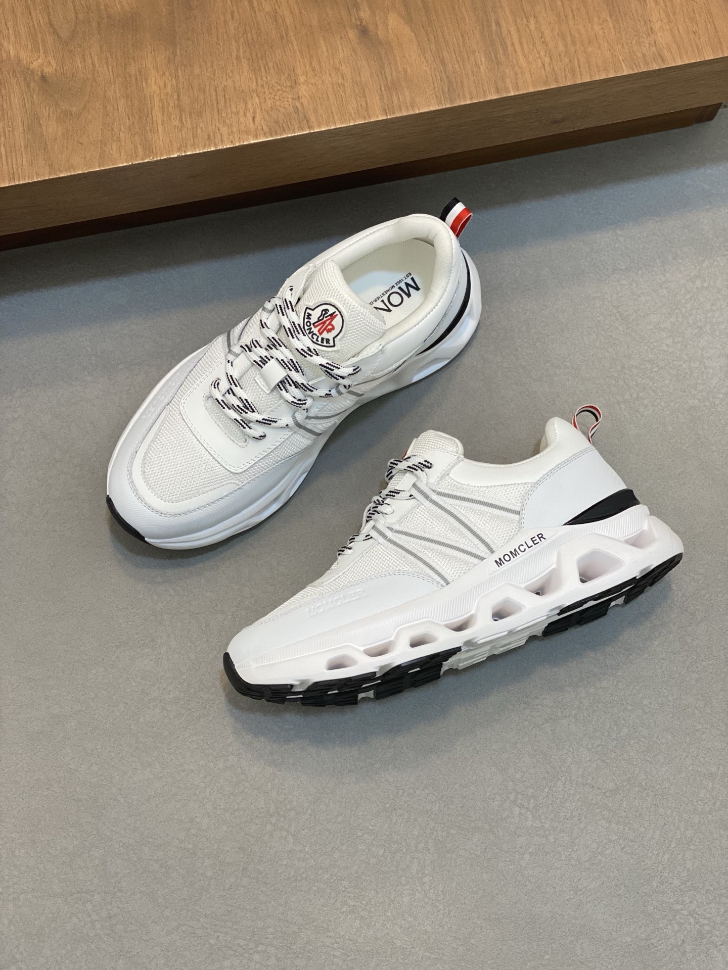 Moncler Men's White Leather & Neoprene Sneakers - High Elasticity & Comfort 6 i1741624835464 9673 0 4
