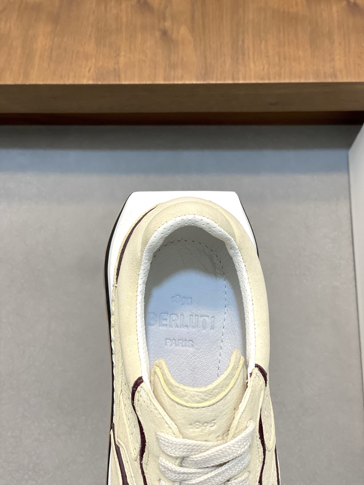 Berluti Men's Cream Leather Lace-Up Sneakers, Handmade Designer Footwear 8 i1741710344503 5840 0 6